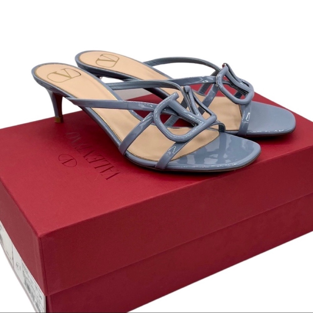 VALENTINO VLOGO Signature Slide Sandal Heel (36.5) in Light Blue. NWT